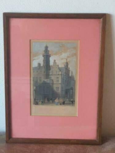 Gravure Litho Den Haag Stadhuis 1840 Bartlett Payne, Ophalen