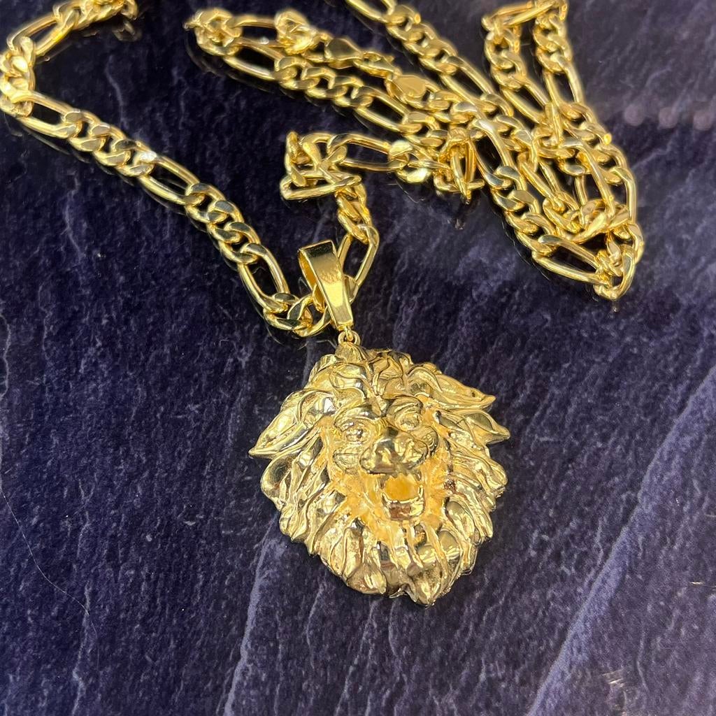14 karaat gouden ketting figaro met leeuw kettinghanger, Ophalen of Verzenden, Zo goed als nieuw, Goud