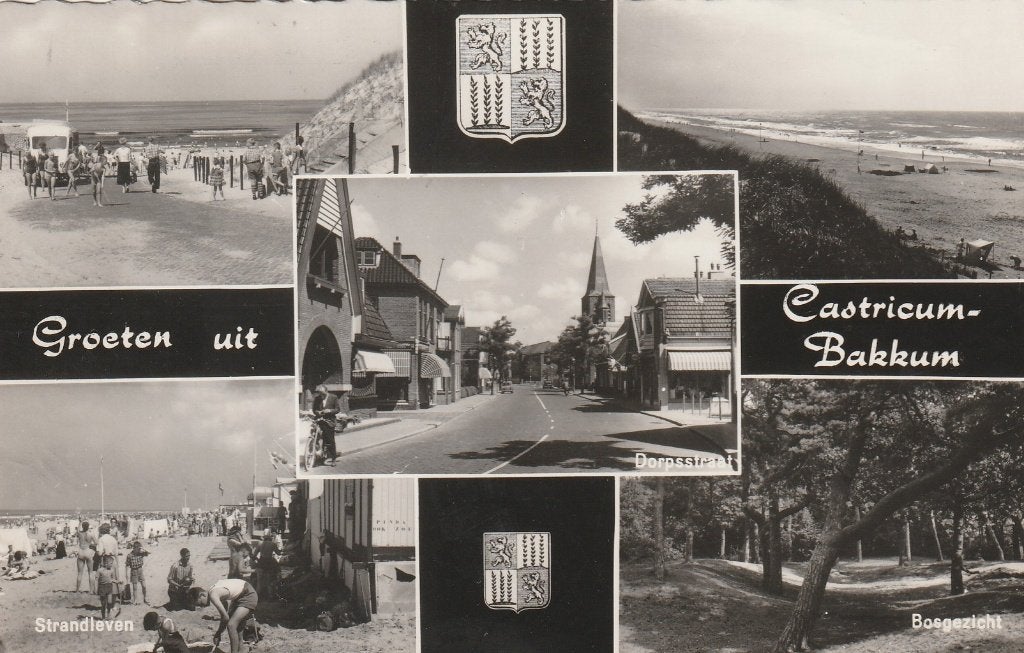 CASTRICUM BAKKUM Strand Dorpsstraat Bod Groeten, Verzenden, 1960 tot 1980, Gelopen, Noord-Holland