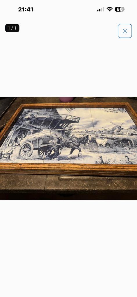 Tegeltableau oud holland, Ophalen of Verzenden, Zo goed als nieuw, Rechthoekig, 50 tot 100 cm