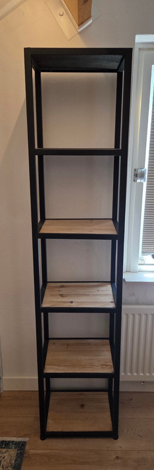 Mooie kast van hout en staal - 180x40x30 cm, Ophalen