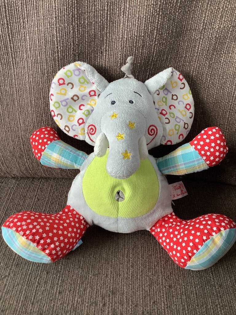 Tiamo olifant ABC Dani 25 cm lang knisper oren 5 euro, Ophalen of Verzenden, Zo goed als nieuw, Overige typen