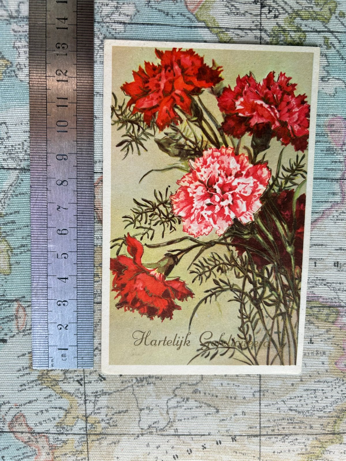 212. Oude kaart illustr Bloemen Anjers, Ophalen of Verzenden, 1980 tot heden