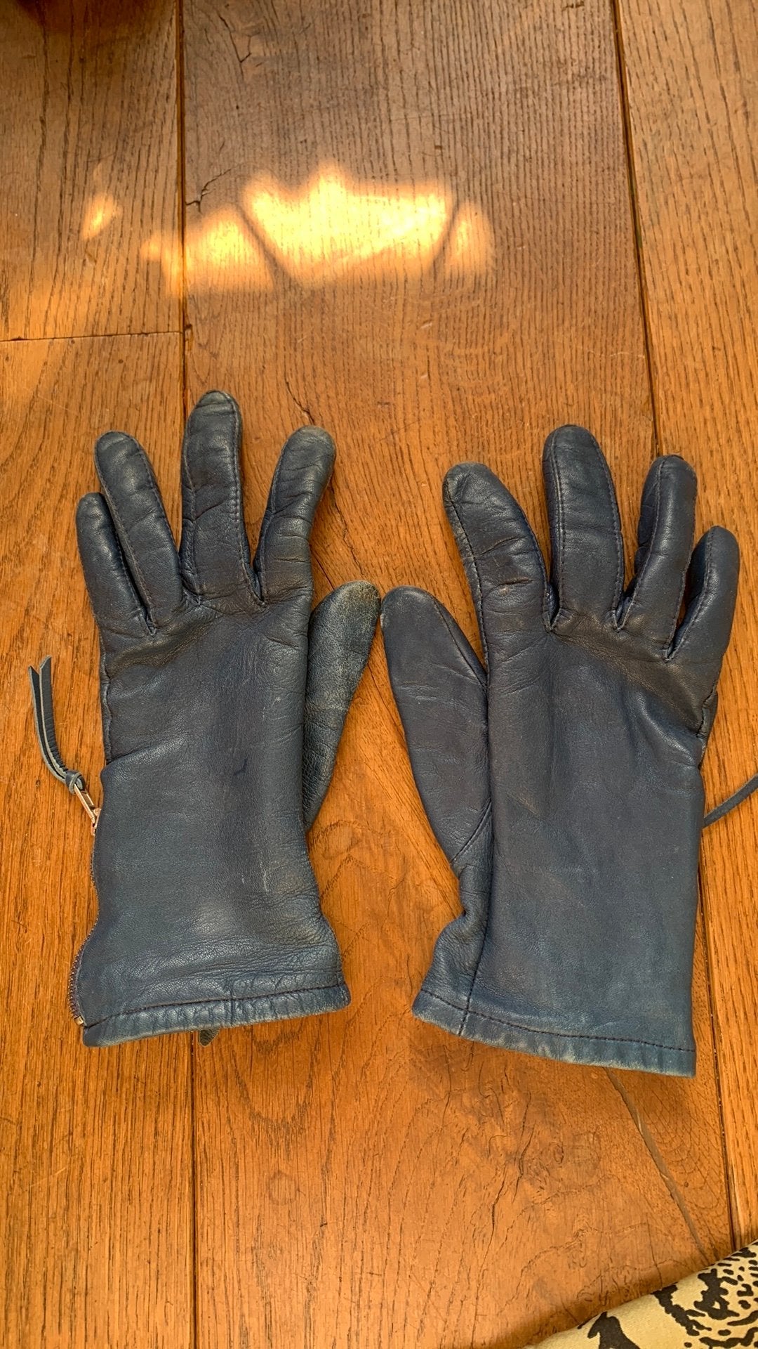 Blauwe leren handschoenen, Ophalen of Verzenden, Gedragen, Handschoenen