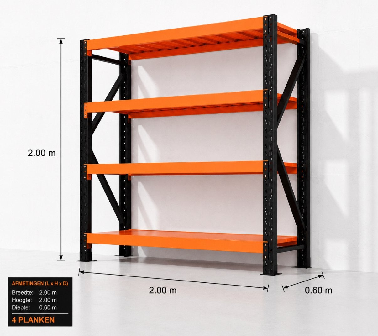 Maggazijn Legbord stelling kast 200 x 200 x 60 heavy duty, Ophalen of Verzenden, Revotools, Revotools, Revotoolz