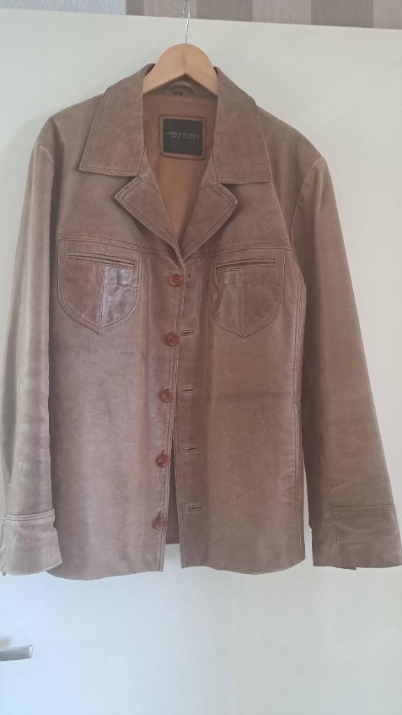 LEREN AMERICAN BASE JAS, Ophalen, Zo goed als nieuw, Maat 52/54 (L), Bruin