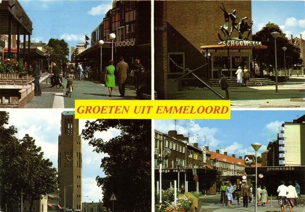 Groeten uit Emmeloord - 4 afb - 1982 gelopen, Verzamelen, Ophalen of Verzenden, 1980 tot heden, Gelopen, Noord-Brabant