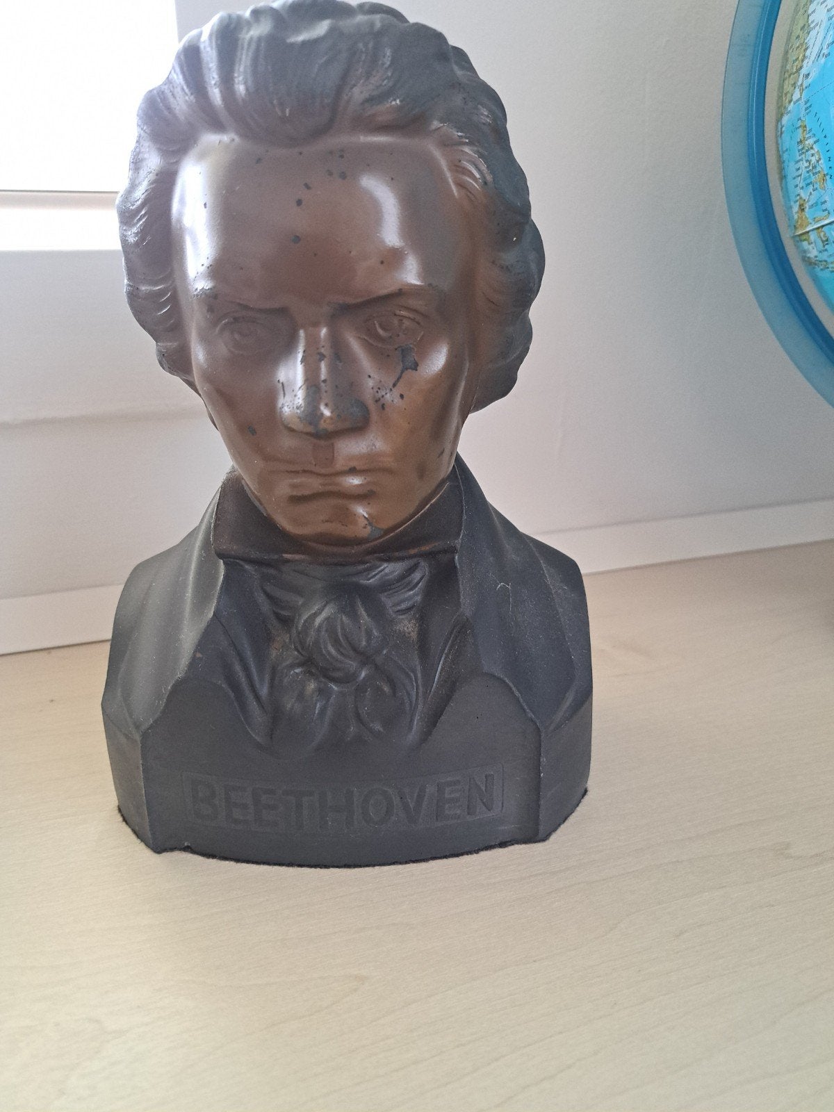Vintage Beethoven Buste - Bronskleurig Gips, Buste, Ophalen of Verzenden, Brons, 20 - 50 cm