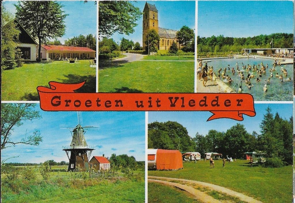 D247 Ongelopen ansichtkaart groeten uit Vledder, Verzamelen, Ansichtkaarten | Nederland, Ophalen of Verzenden, 1980 tot heden