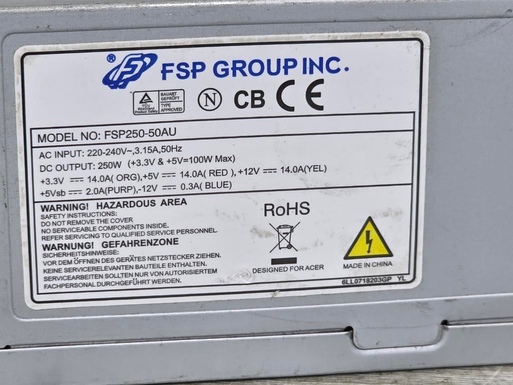 Fsp group inc 250w max voeding psu power supply fsp250-50au, Ophalen of Verzenden, Gebruikt