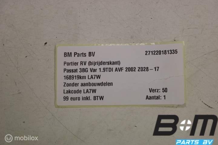 Portier rechts voor VW Passat 3BG Variant LA7W 3B4831052BE, Gebruikt