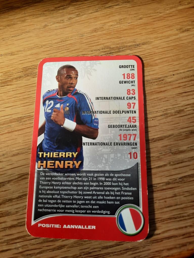 Top Trumps kaart Thierry Henry, Verzamelen, Sportartikelen en Voetbal, Ophalen