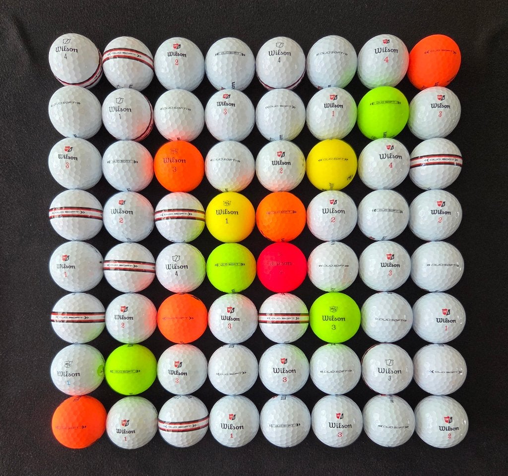 64 stuks mooie Wilson DUO Soft golfballen, Ophalen of Verzenden, Zo goed als nieuw, Bal(len)