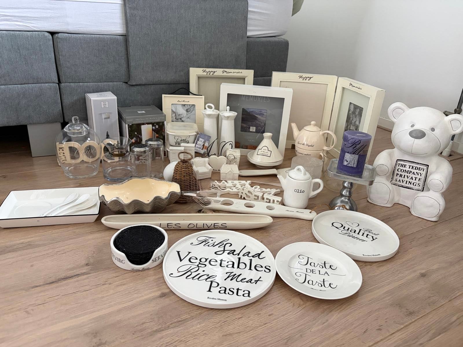 Grote bundel Riviera Maison spullen - diverse items, Ophalen of Verzenden, Wit, Steen/keramiek, Landelijk
