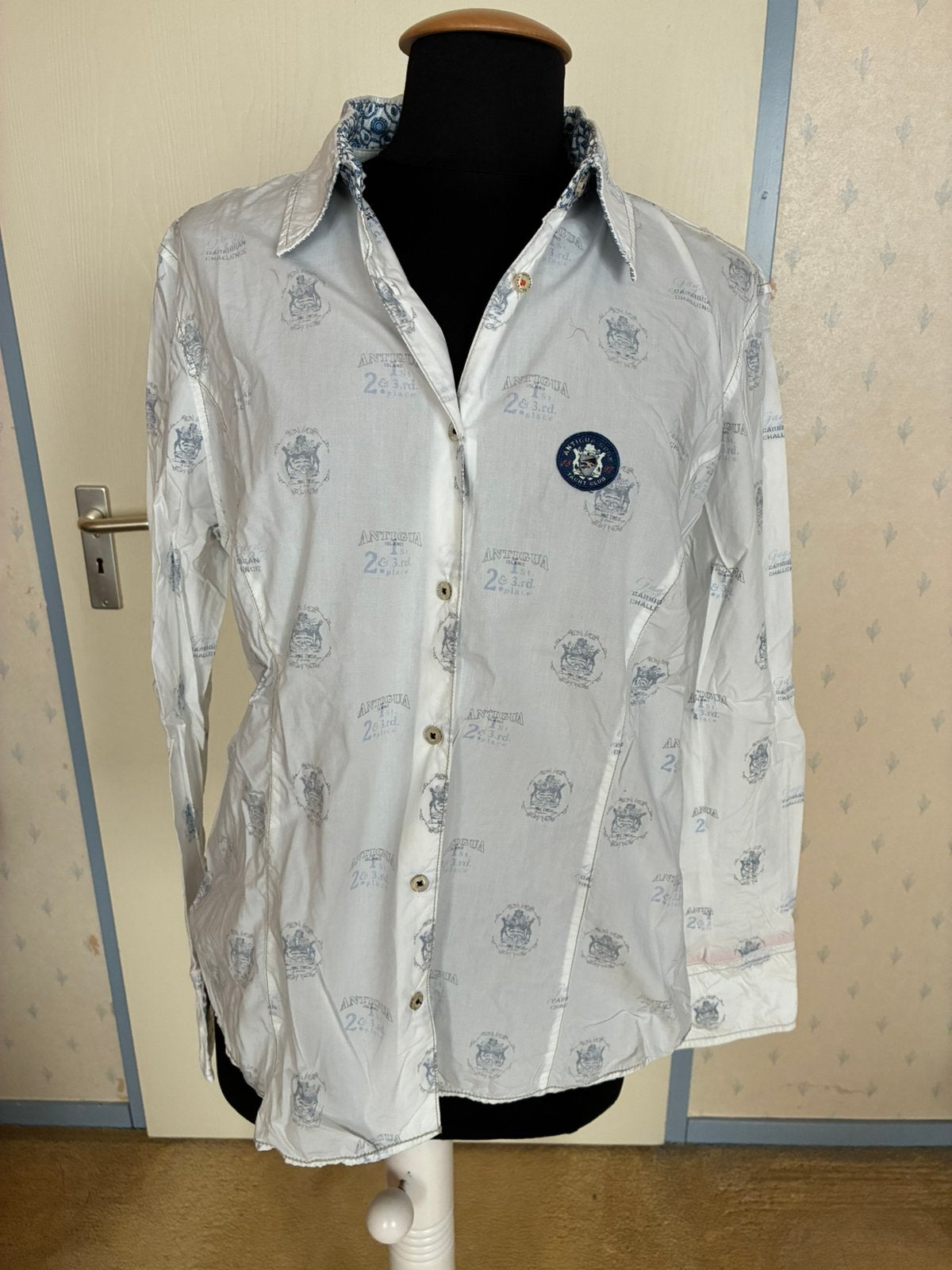 068 Gaastra blouse in maat XXXL wit/grijs/blauw, Verzenden, Zo goed als nieuw, Maat 42/44 (L), Wit