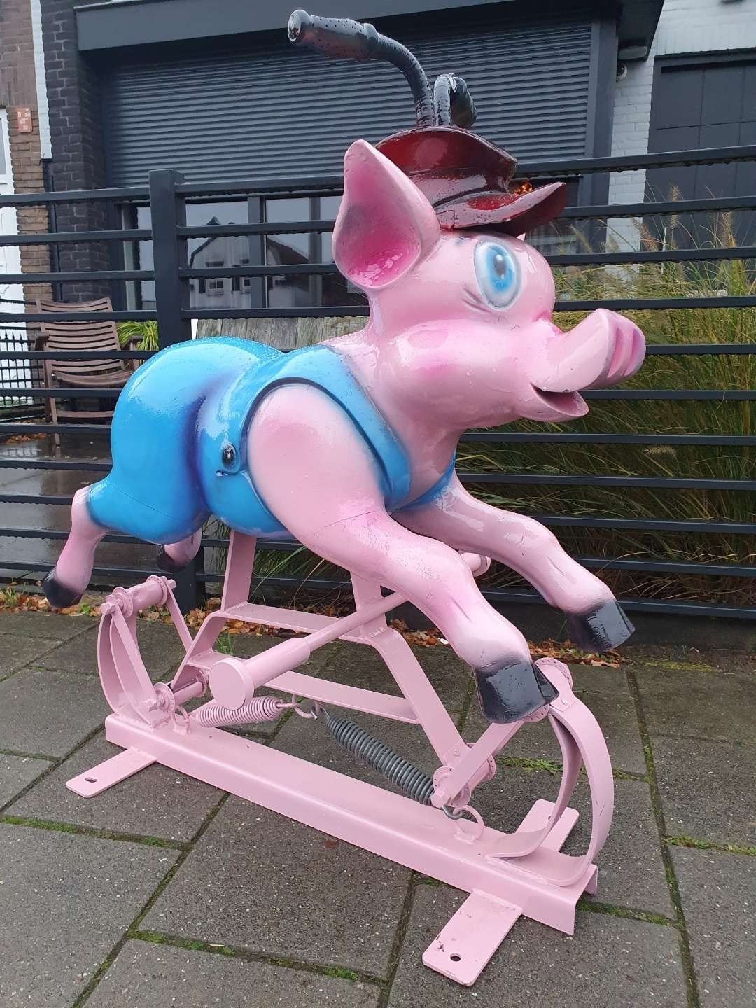 Jaren 70 hout gesneden kermis varken benard kindt, Ophalen, Gebruiksvoorwerp