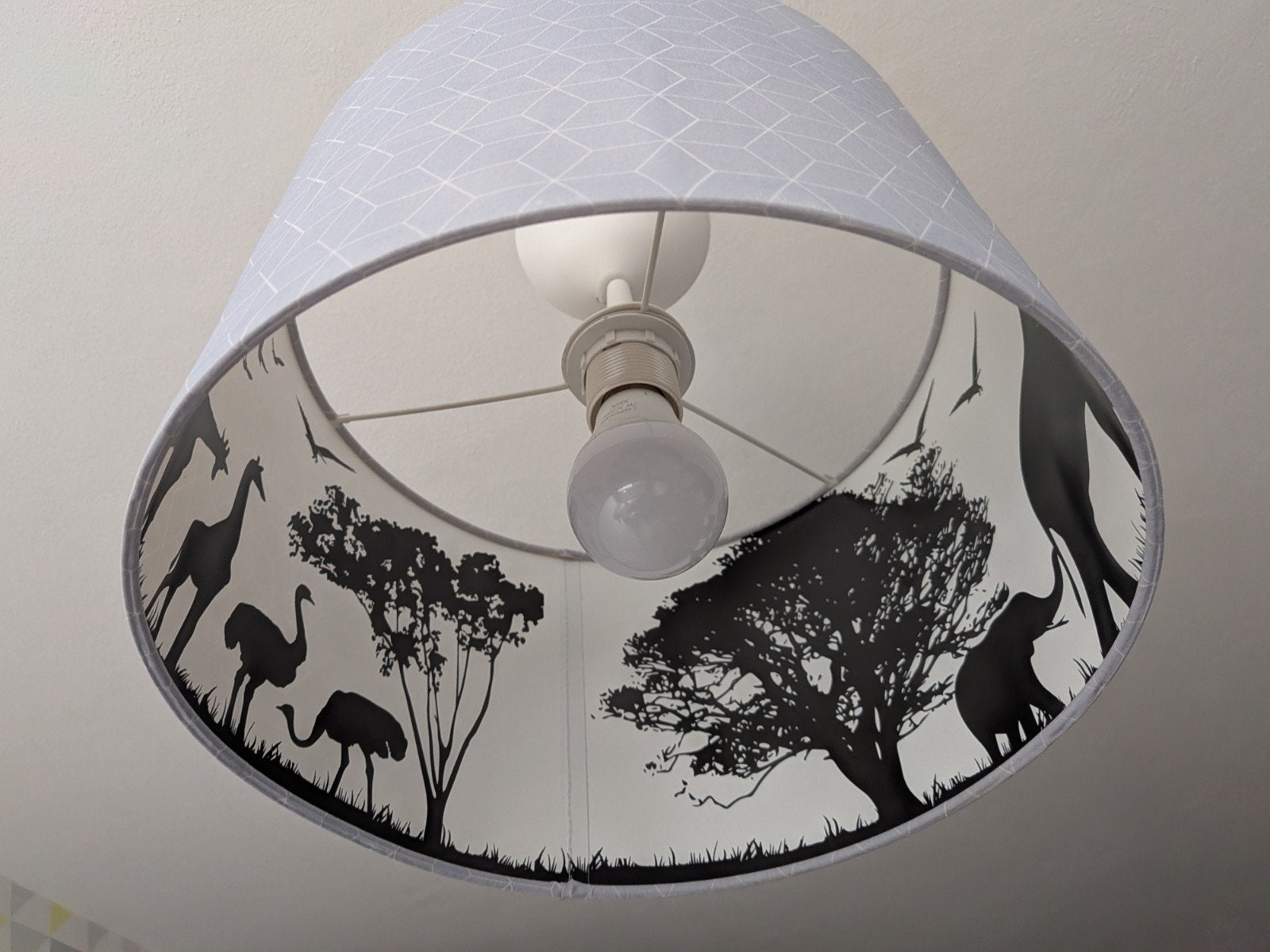 Kinderlampenkap met safari dieren - 30 cm diameter, Huis en Inrichting, Ophalen, Gebruikt, Overige materialen, Safari, Kinderkamer