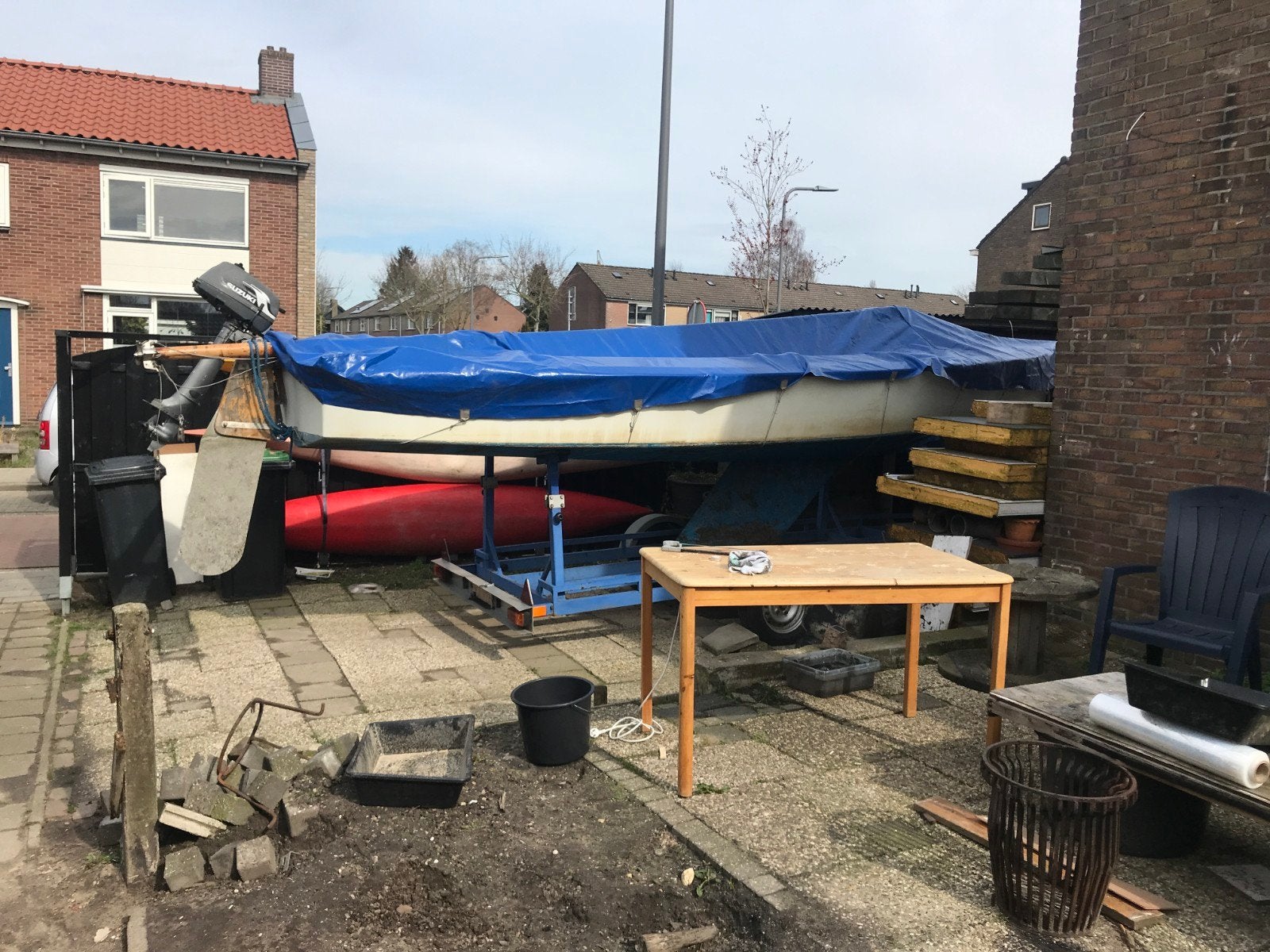Valk zeilboot met trailer compleet, Valk, Ophalen, Fok, Buitenboordmotor