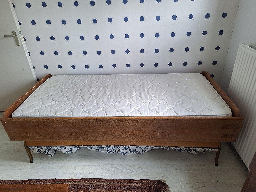 opklapbed, Ophalen, Eenpersoons, Bruin, Vintage