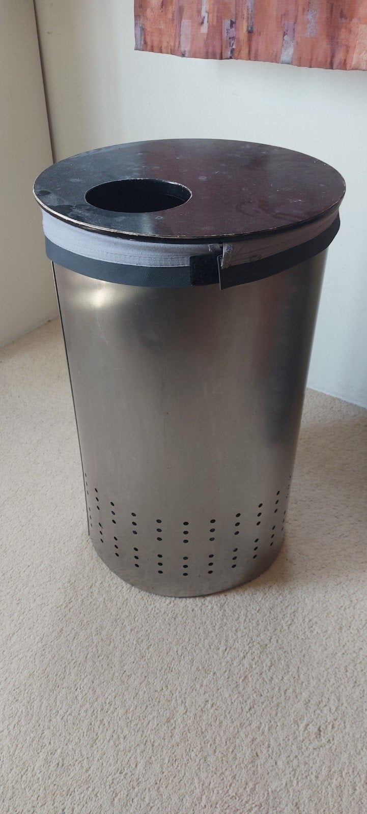 Brabantia wasbox RVS met houten deksel, Huis en Inrichting, Badkamer | Badtextiel en Accessoires, Ophalen, Gebruikt