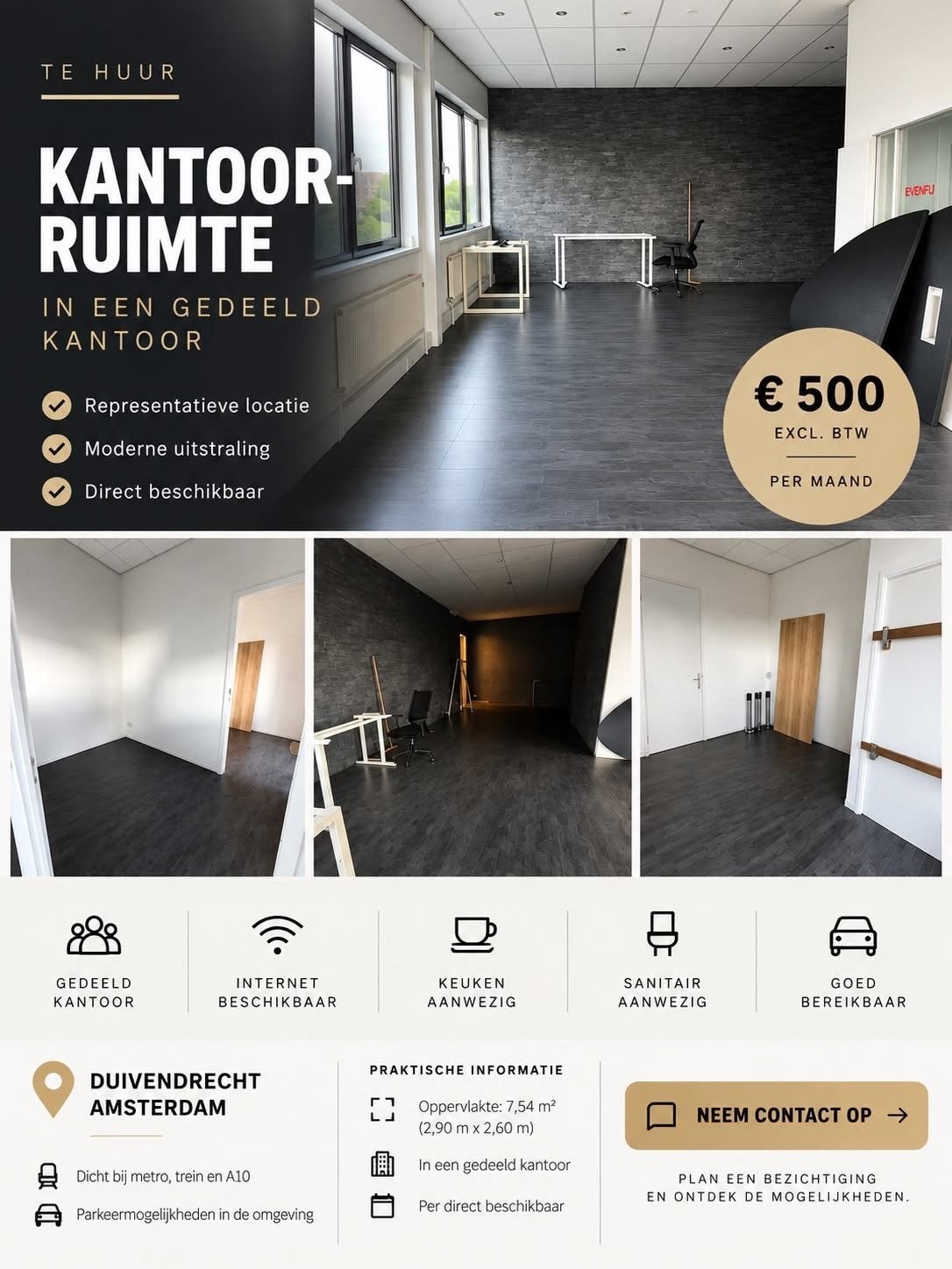 Kantoorruimte te huur in Amsterdam (Duivendrecht)
