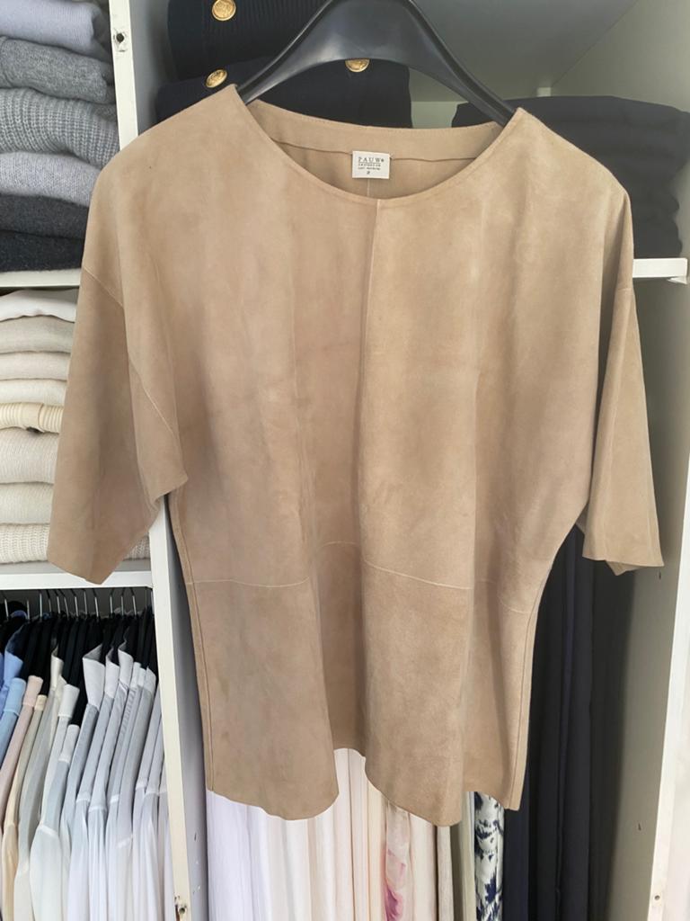 Pauw suede top maat 2, Kleding | Dames, Beige, Zo goed als nieuw, Zonder mouw, Ophalen