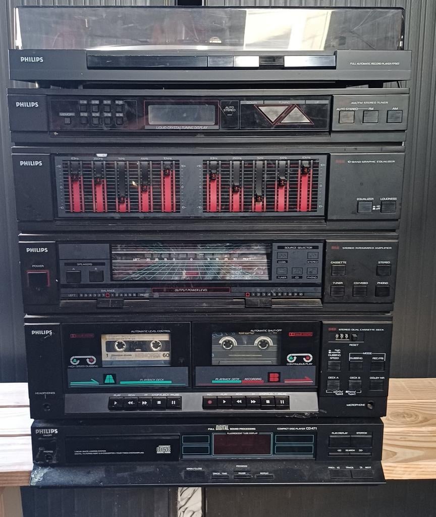 Philips Hifi Set: Platenspeler, Tuner, etc., Ophalen of Verzenden, Gebruikt, Cassettedeck, Philips