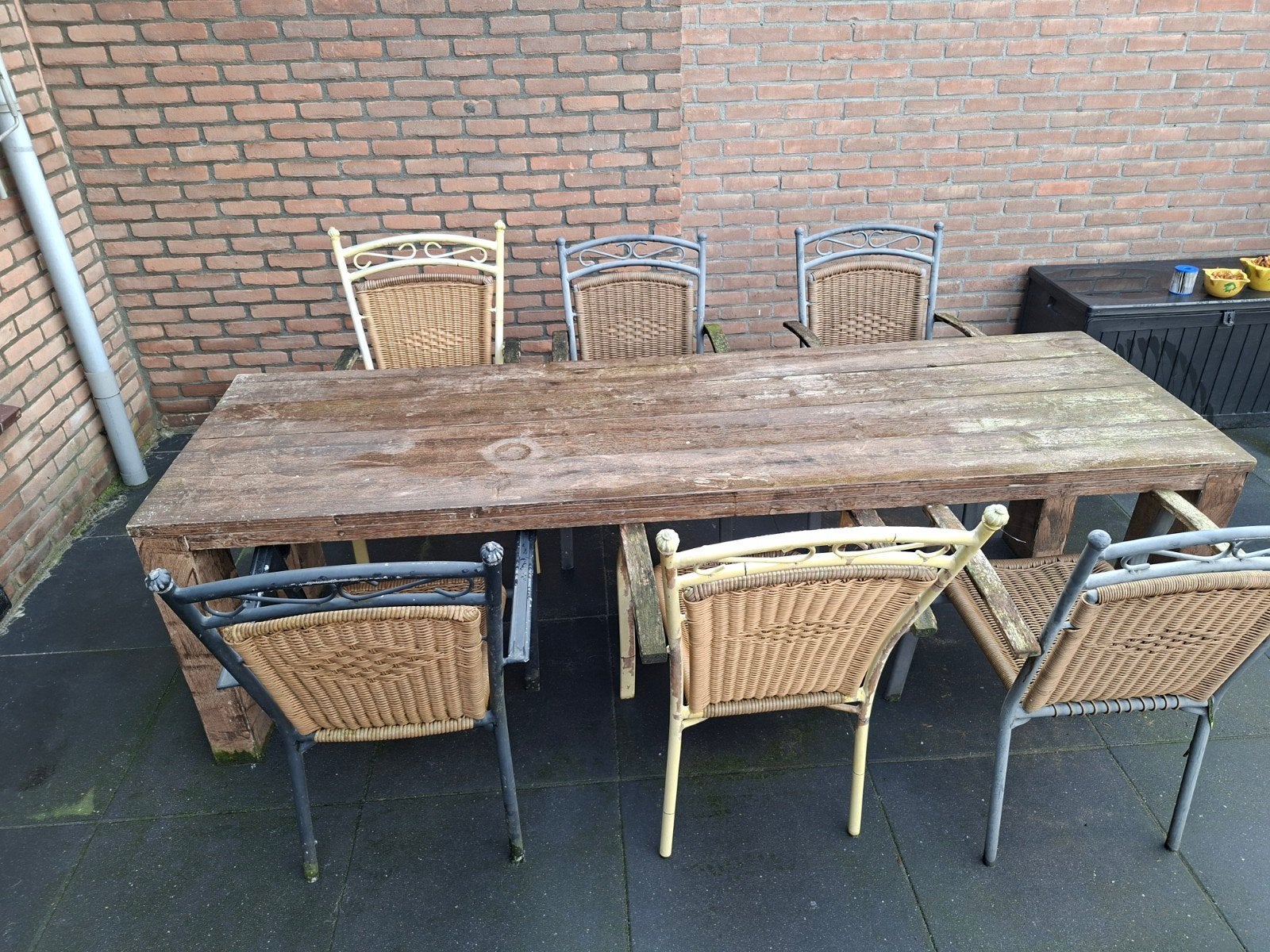Robuuste houten tuintafel 3 meter met 6 stoelen, Ophalen