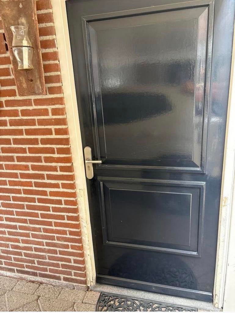 Grijs Buitendeur met Paneeldetails 201x95, Ophalen, Gebruikt, 80 tot 100 cm, Buitendeur