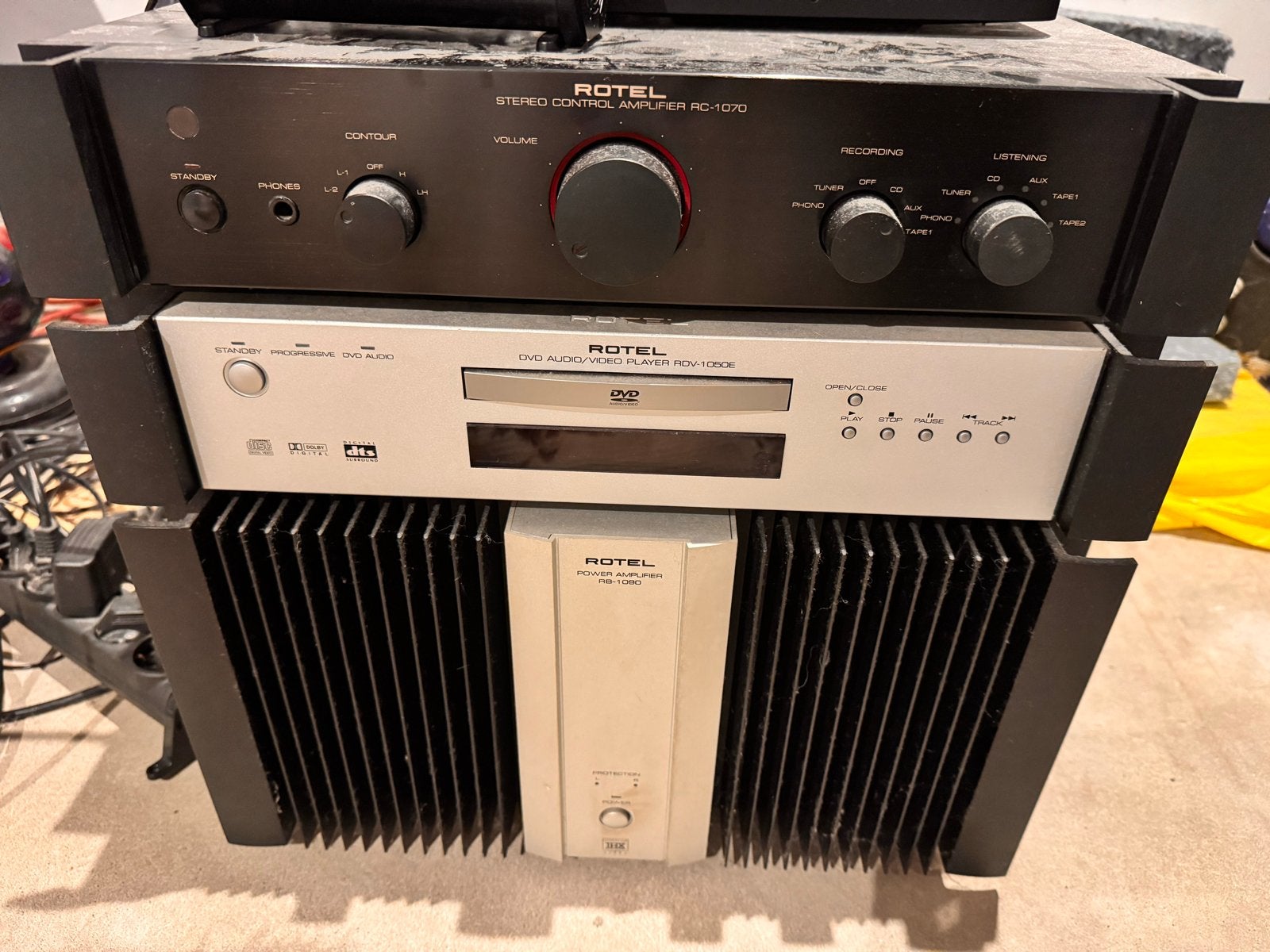 Rotel RC-1070, RB-1090 en RDV-1050E Hifi Set, Overige merken, Gebruikt, Dvd-speler, Losse componenten