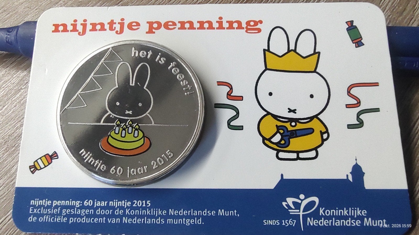 Nijntje Penning 60 jaar 2015 - Koninklijke Nederlandse Munt, Ophalen of Verzenden, Overige materialen, Nederland
