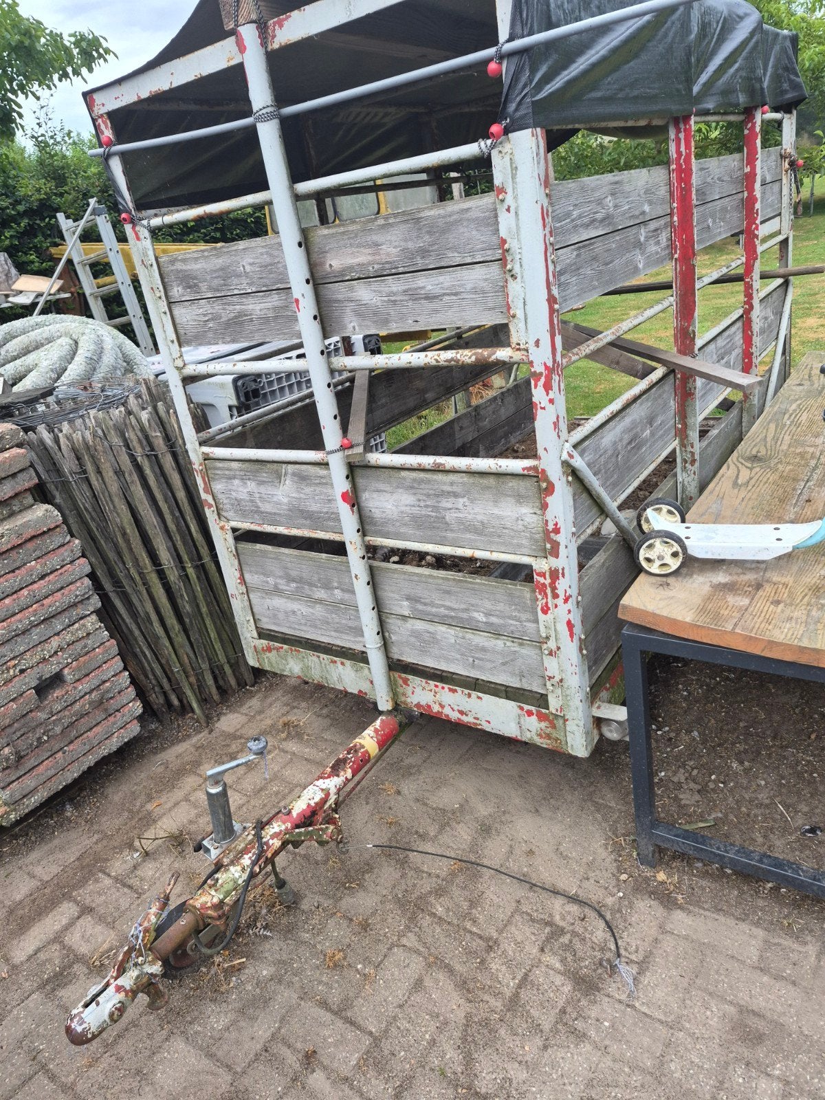 Oude aanhangwagen / veewagen - opknapper, Auto diversen, Aanhangers en Bagagewagens, Ophalen, Gebruikt