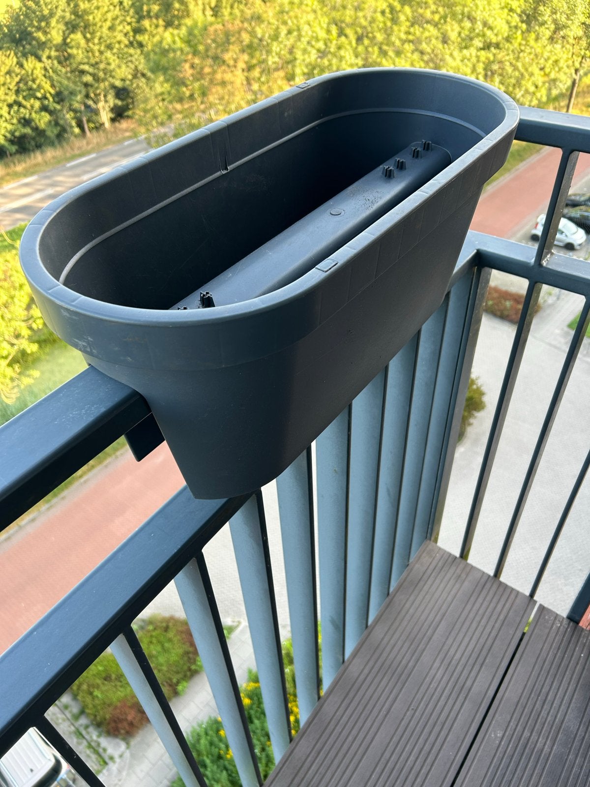 Balkon bloembak - Grijs kunststof, Ophalen, Kunststof, Gebruikt, Minder dan 30 cm