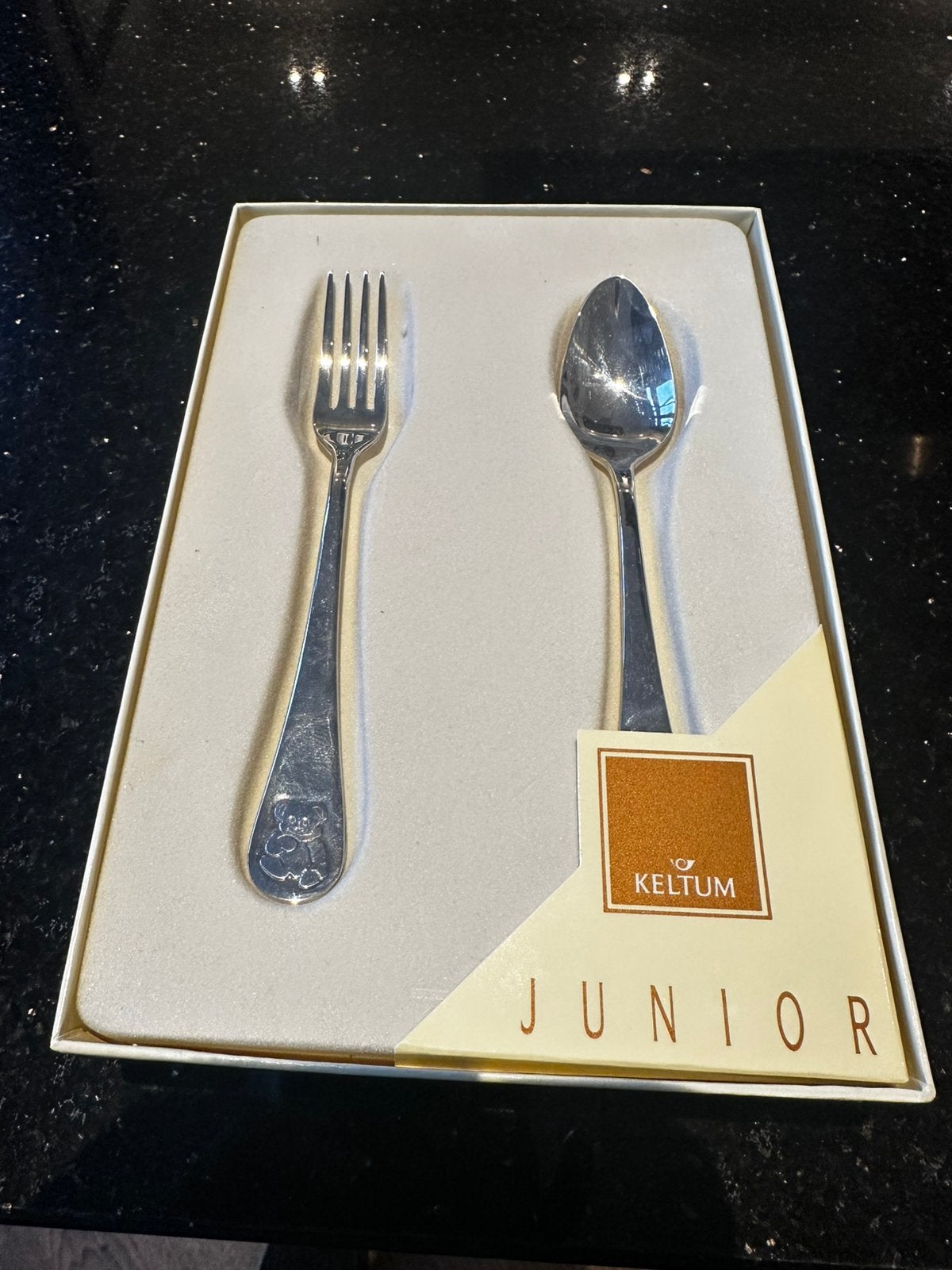 Keltum Junior Verzilverd Kinderbestek In Originele Doos, Kinderbestek, Keltum, Bestekset, Nieuw