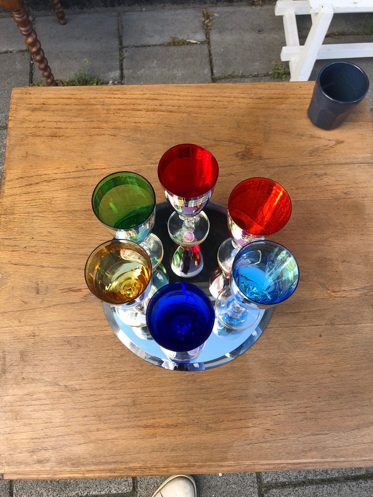 6 Murano Italiaanse wijn of champagne glazen met sticker, Ophalen of Verzenden