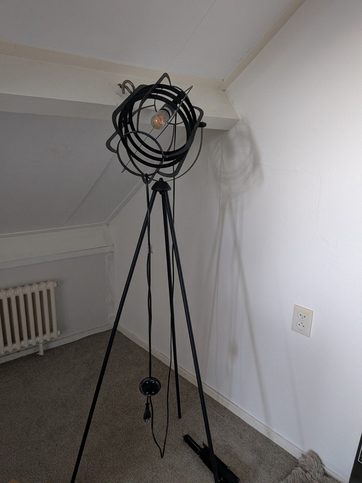 Industriële Vloerlamp met Statief - Zwart Metaal, Ophalen, Gebruikt, Industrieel, Modern, E27 (groot)