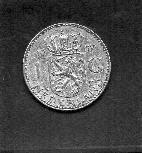 Zilveren Gulden 1957 Koningin Juliana (73), 1 gulden, Koningin Juliana, Zilver, Ophalen of Verzenden