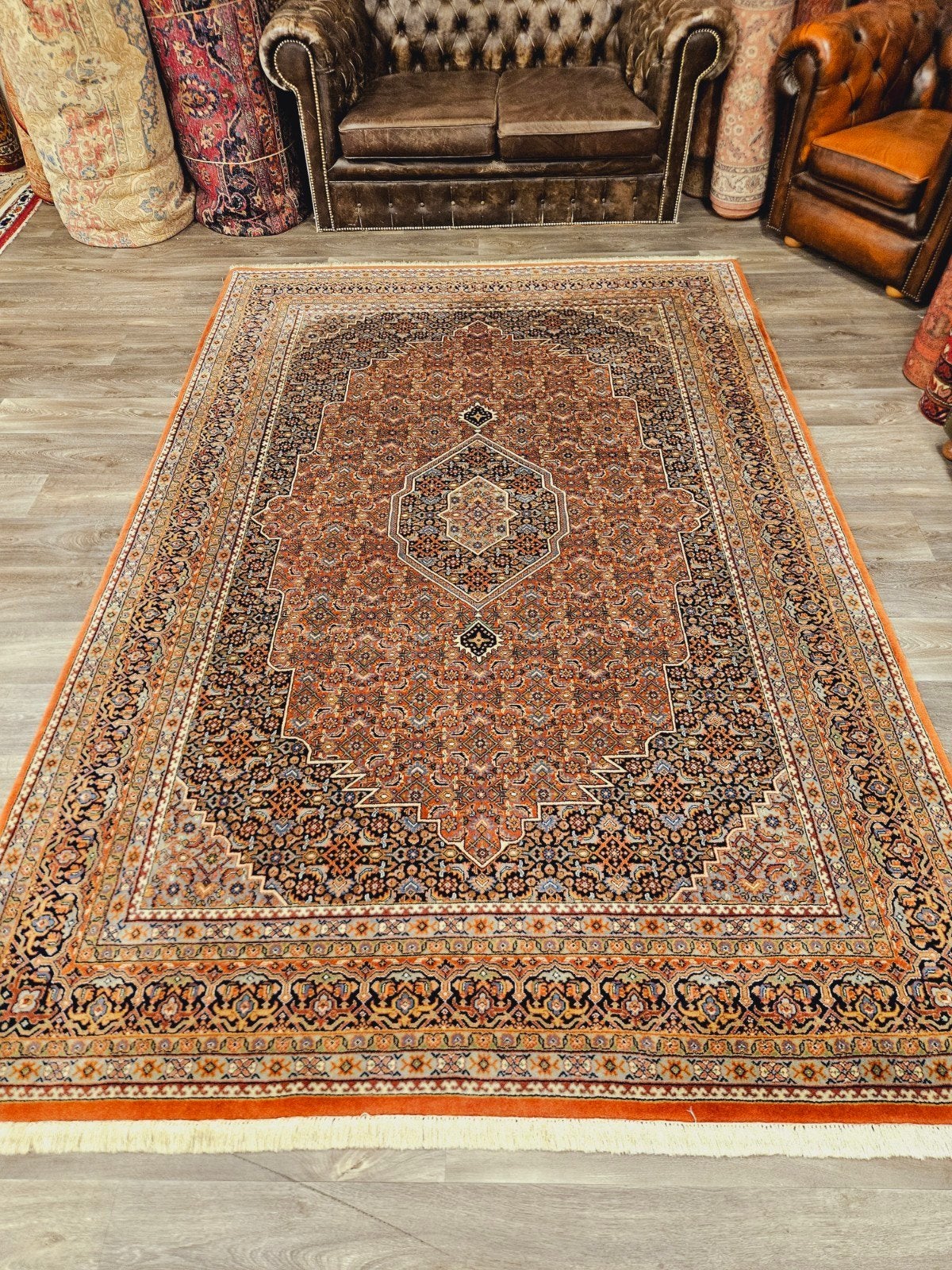 Perzisch Handgeknoopt Bidjar Tapijt. 200 x 310, Crème, Perzisch, 200 cm of meer, Ophalen of Verzenden