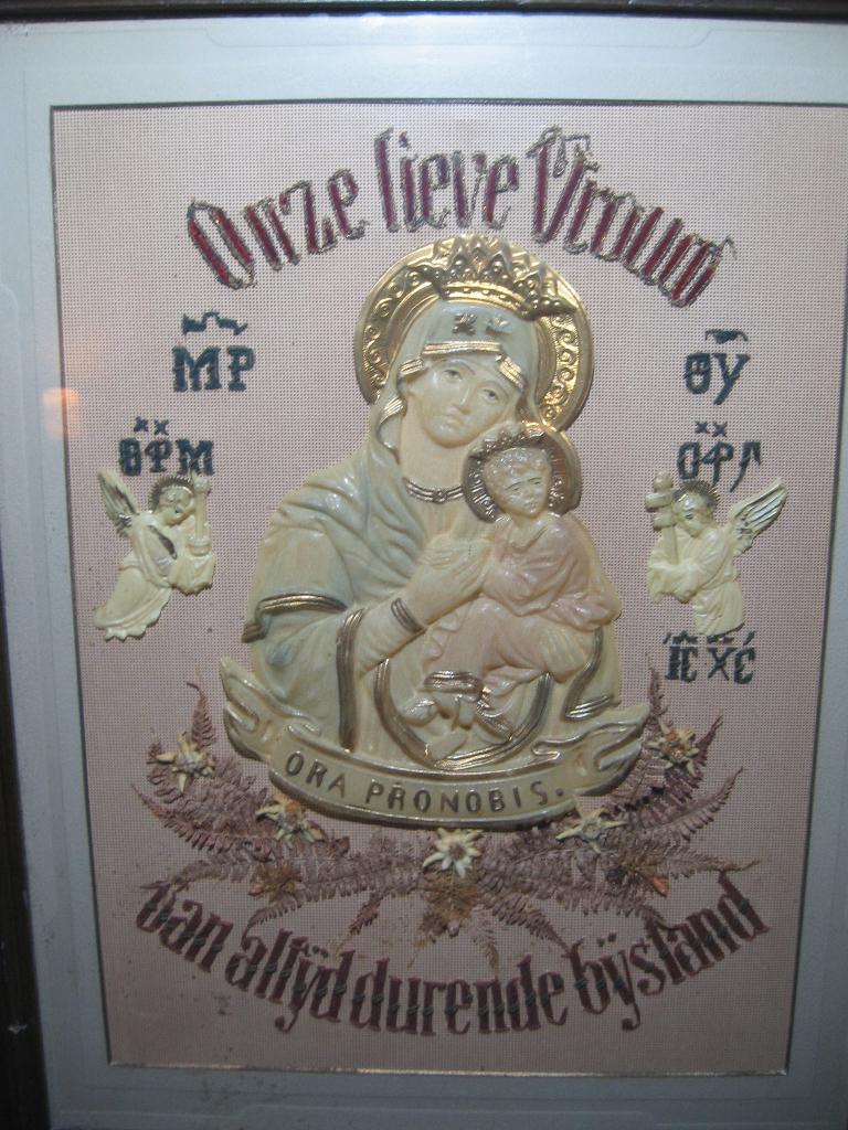 Antiek borduurwerk  onze lieve vrouw, Ophalen of Verzenden