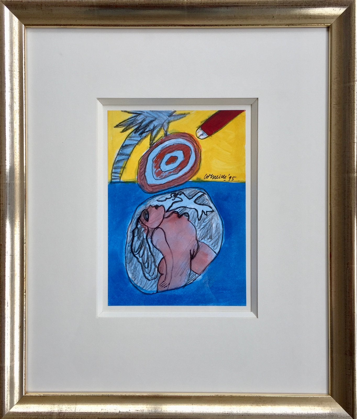 Corneille, kleine originele gouache, gesigneerd en gedateerd