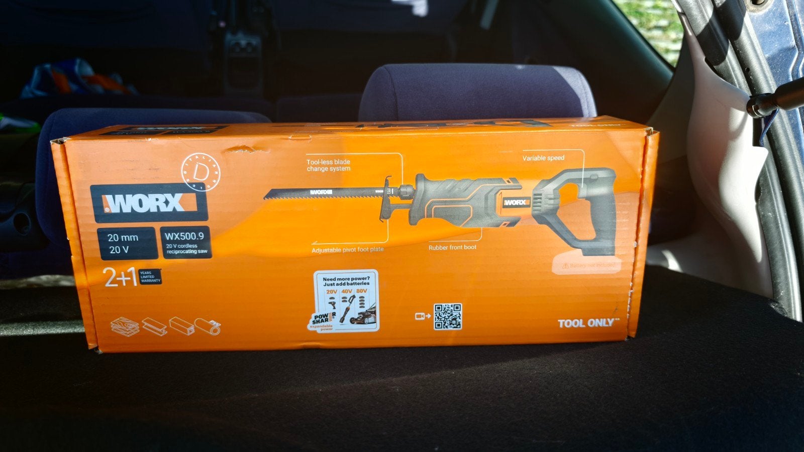 WORX WX500.9 Accu Reciprozaag + 4.0Ah Accu & Lader, Ophalen, 70 mm of meer, Worx, Zo goed als nieuw
