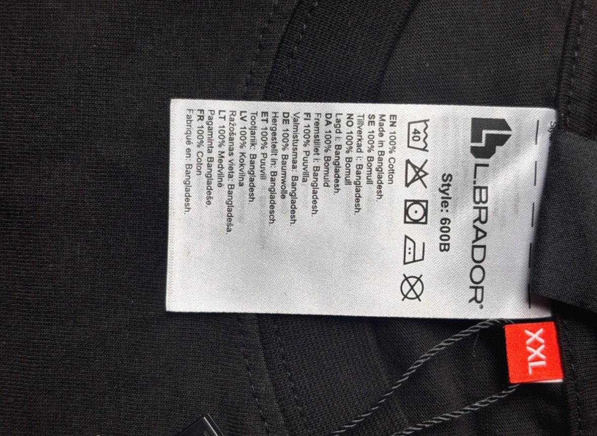 L.Brador 600B Werkshirt Zwart XXL – 100% Katoen – Nieuw, Werkschoenendeal, L.brador, Marktplaats@werkschoenendeal.nl, Zwart