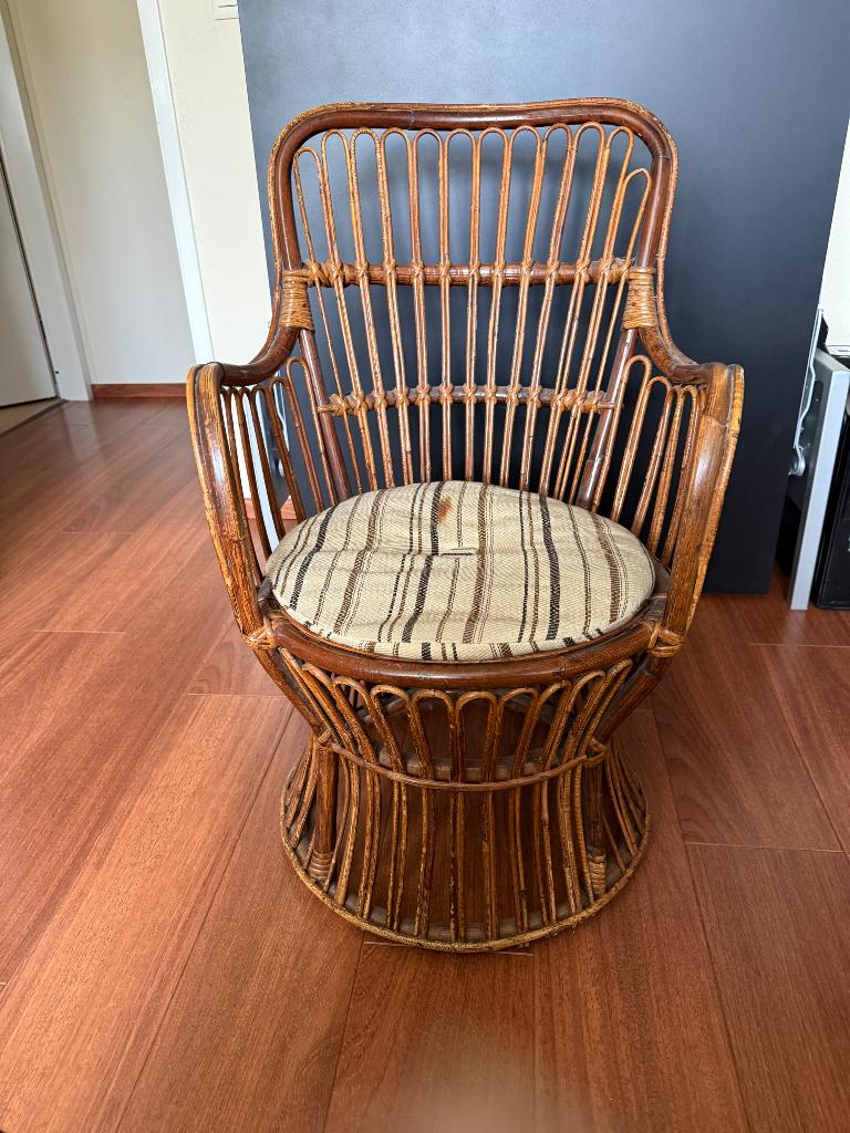 Rotan stoel, Huis en Inrichting, Stoelen, Ophalen, Gebruikt, Bruin, Riet of Rotan