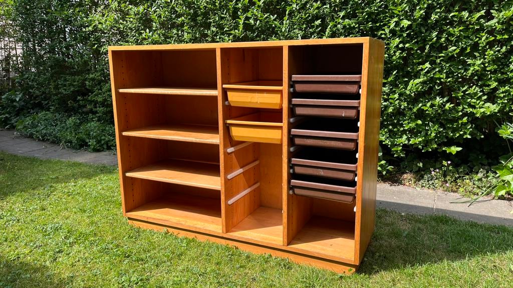 Vintage, oude schoolkast, Ladekast, Huis en Inrichting, Kasten | Ladekasten, Ophalen, Gebruikt, 100 tot 150 cm, 5 laden of meer
