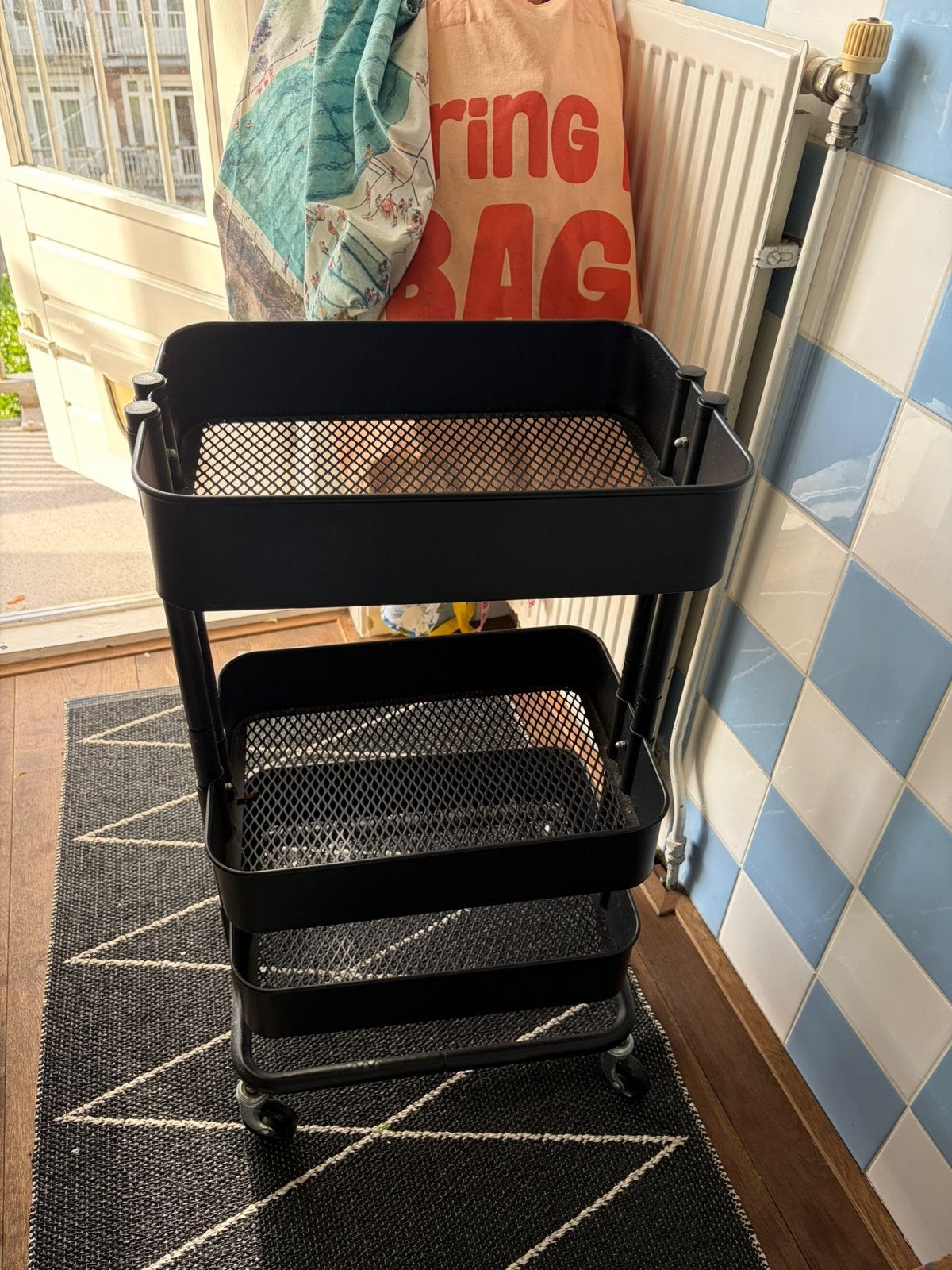 IKEA RÅSKOG Trolley Zwart - Handige Opbergwagen, Ophalen, Zo goed als nieuw