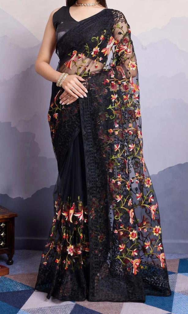 sari/saree, Maat 38/40 (M), Overige typen, Sari/saree, Zwart