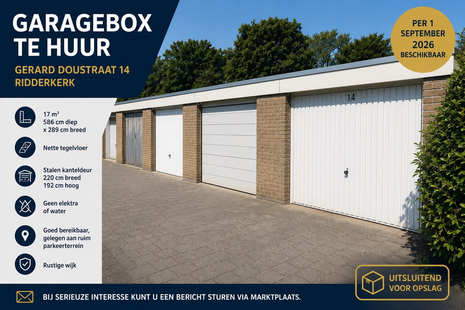 Garagebox te huur – Gerard Doustraat 14, Ridderkerk, Ophalen, Zo goed als nieuw