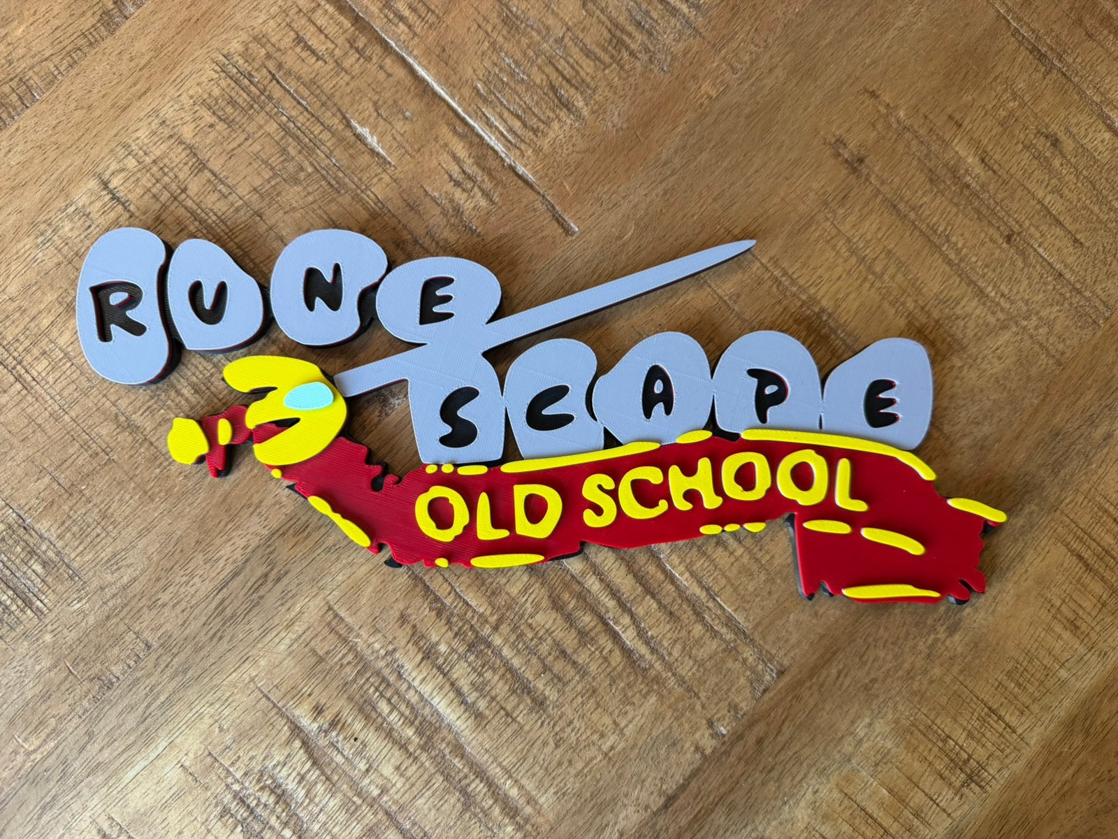 Old school runescape logo muur decoratie #osrs, 20 cm, Meerkleurig, Ophalen of Verzenden, Kunststof