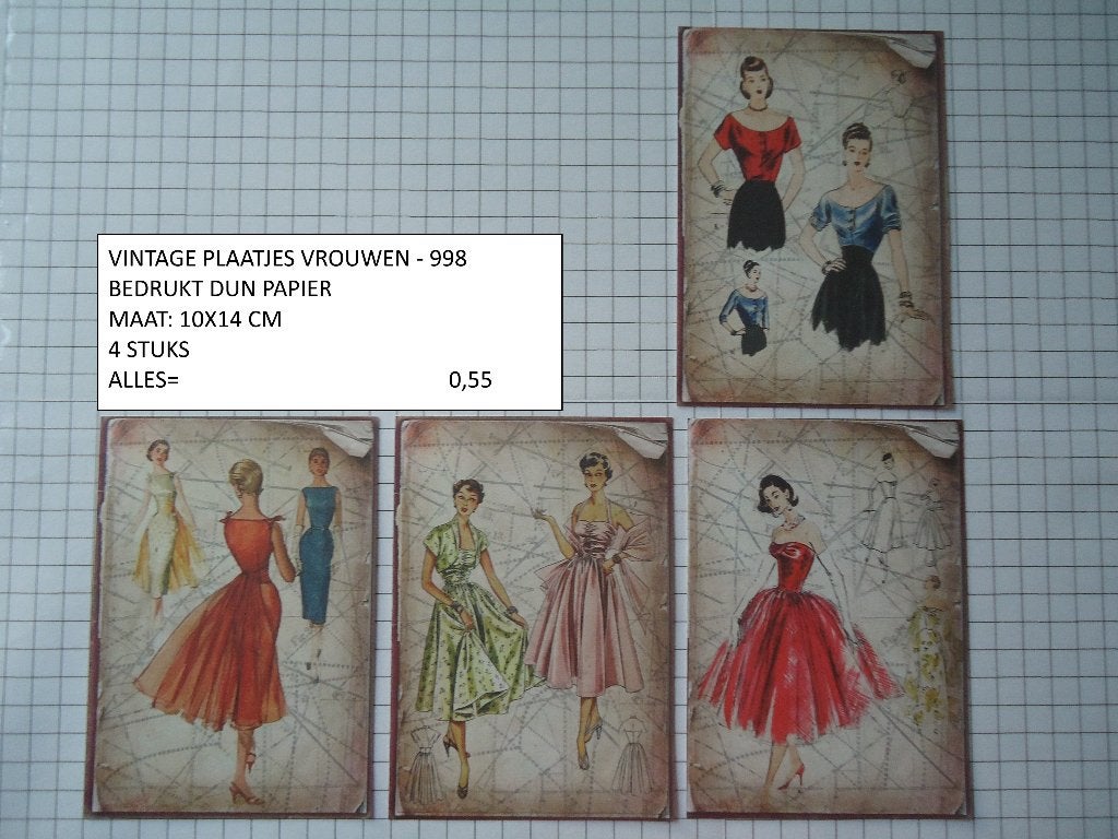 vintage plaatjes vrouwen serie 8 ( 4 sets ) alleen verzenden, Hobby en Vrije tijd, Scrapbooking, Ophalen, Nieuw, Papier of Karton
