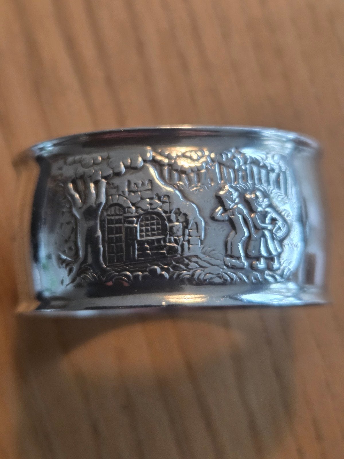 Vintage Gero 90 Verzilverde Servetring Hans en Grietje, Ophalen of Verzenden, Zilver